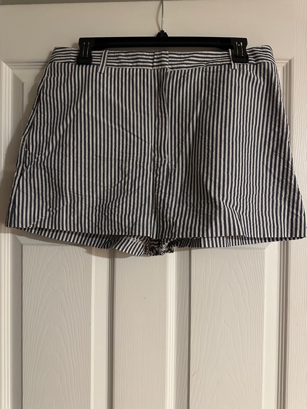 Zara Navy and White Striped Cotton Skort